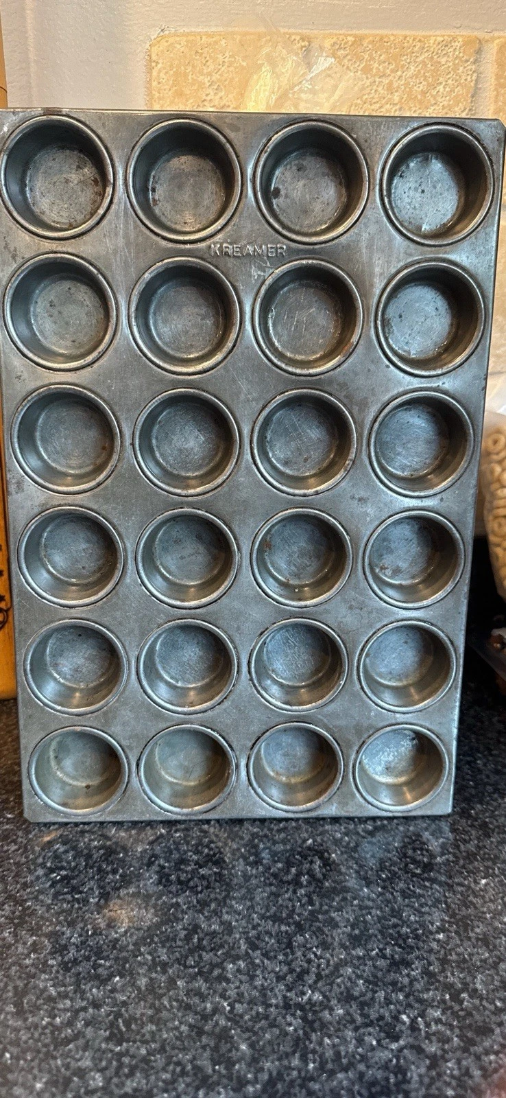 Vtg Kreamer 24 Slot Heavy Mini Cupcake Muffin Tin Heavy Gauge Metal
Opens in a new window or tab