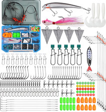 173Pcs Fishing Tackle Kit with Fishing Lures, Hooks, Pyramid Sinkers, Fish Finde