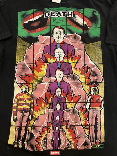 Supreme Gilbert & George 1984 DEATH T-Shirt Tee Black S Men's SS19 AUTHENTIC - Picture 3 of 7