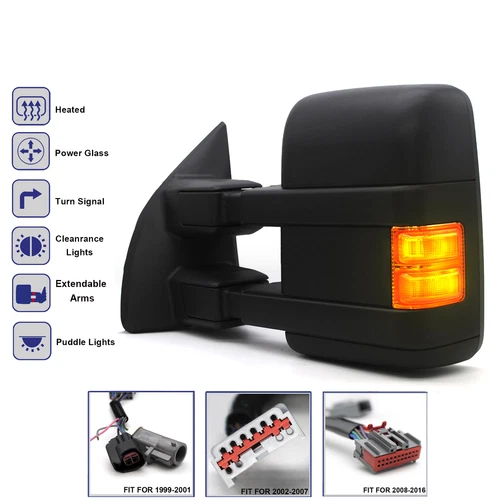 Tow Mirror For 02-14 Ford F250 350 450 550 Power Heated Amber Signal Left Side