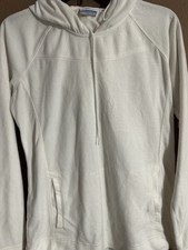 Columbia Womens Pullover Hoodie Fleece Size M Ivory/ White Very Nice