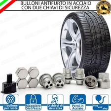 KIT 4 BULLONI ANTIFURTO CERCHI IN FERRO TOYOTA YARIS CROSS 2 CHIAVI SICUREZZA