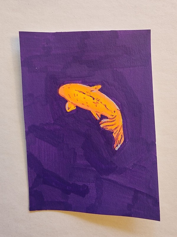ACEO Original Abstract Acrylic Painting of a Koi Fish by Kiva