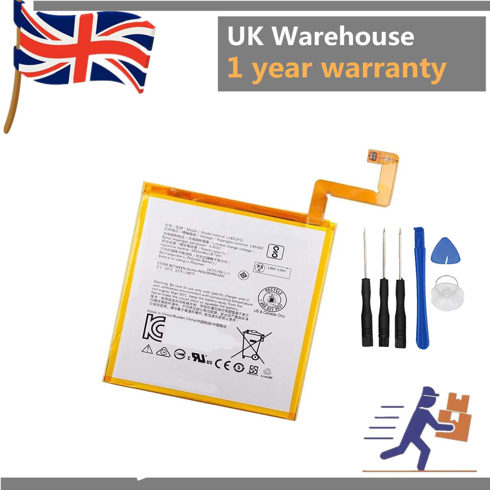 Replacement New Battery For Lenovo Tab-M10 TB-X605F ZA48 TAB X505 L18D1P32