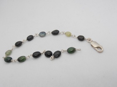 Cozzi Gioielli 925 Silver Bracelet with Natural Green Tourmaline Gemstone