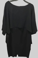 Adrianna Papell Black Sheath Evening Dress 12 NWT Cape Cocktail Party Minimalist