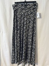 Lularoe NWT Full Length Aztec Print B/W gray Maxi Skirt Small Modest
