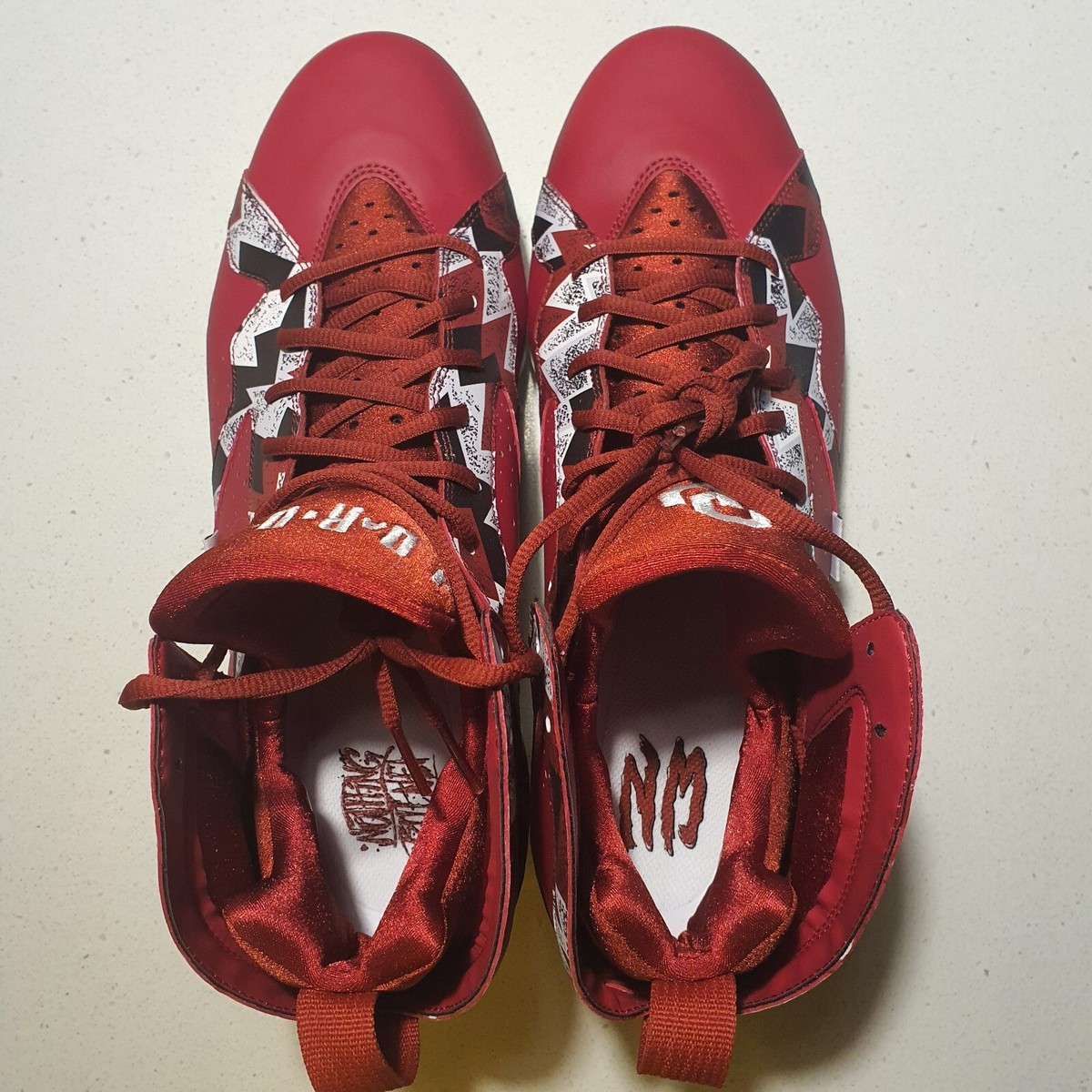 NIKE Air Jordan 7 Alpha Menace Oklahoma Sooners PLAYER EXCLUSIVE Cleats Mens 12 Jordan 7 Retro Alpha Menace sz 13 Cleats Oklahoma Player  main image 2