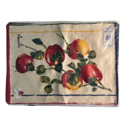 April Cornell Home Collection Applicious Placemats Set of 4 Red Ecru Apples NEW
