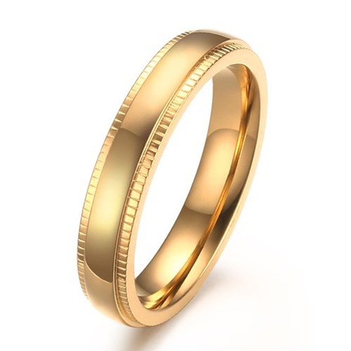 4mm Wedding Ring 18K Gold Filled Band Men Women Stainless Steel Polished Sz 6-11 - Picture 8 of 13