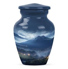 Landscape Cremation Container: Large Grey Burial Urn for Human Ashes Keepsake