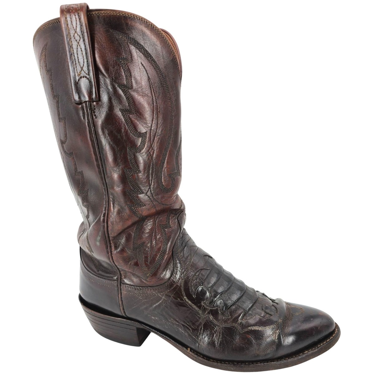 Lucchese 1883 Exotic Dark Brown Crocodile Inlay Cowboy Western