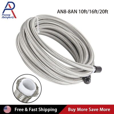 AN8 -8AN PTFE Stainless Steel Fuel Gas Oil Line Fitting Hose End Kit 10ft/16ft