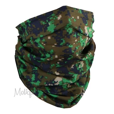 MOTIQUE ACCESSORIES Face Mask Neck Gaiter Balaclava Neckerchief Headband Green Pixel Face Tube