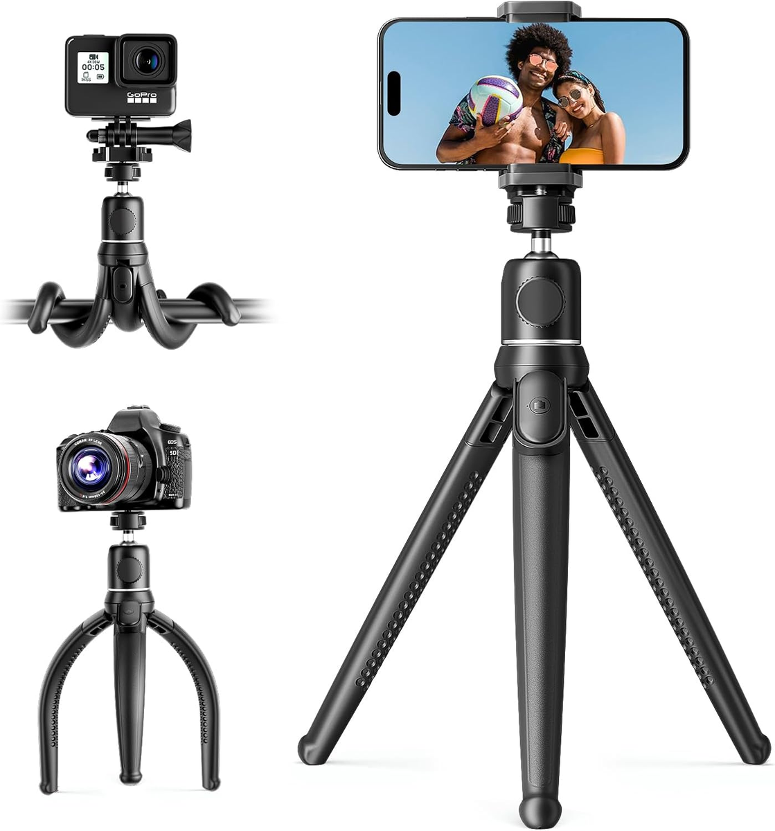 Ubeesize Camera Tripod with Remote, Flexible Tripod Stand with Phone Holder  and
