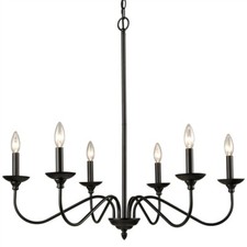6-Light Farmhouse Black Dining Room Chandeliers Wrought Iron Candle Chandelier
