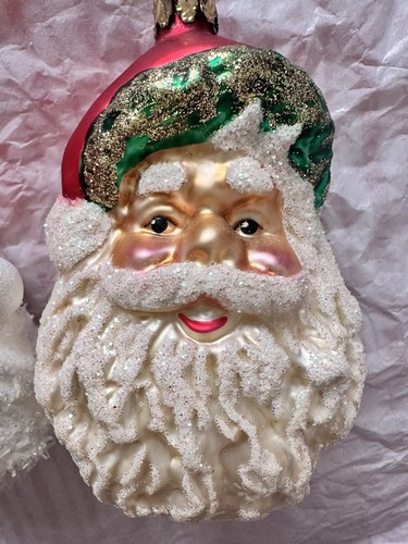 #1D Juego de 2 adornos vintage de Navidad para la cara de Papá Noel - Imagen 3 de 9