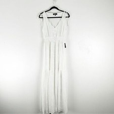 LULUS Time Well Spent White Embroidered Tiered Sleeveless Maxi Dress Size Large