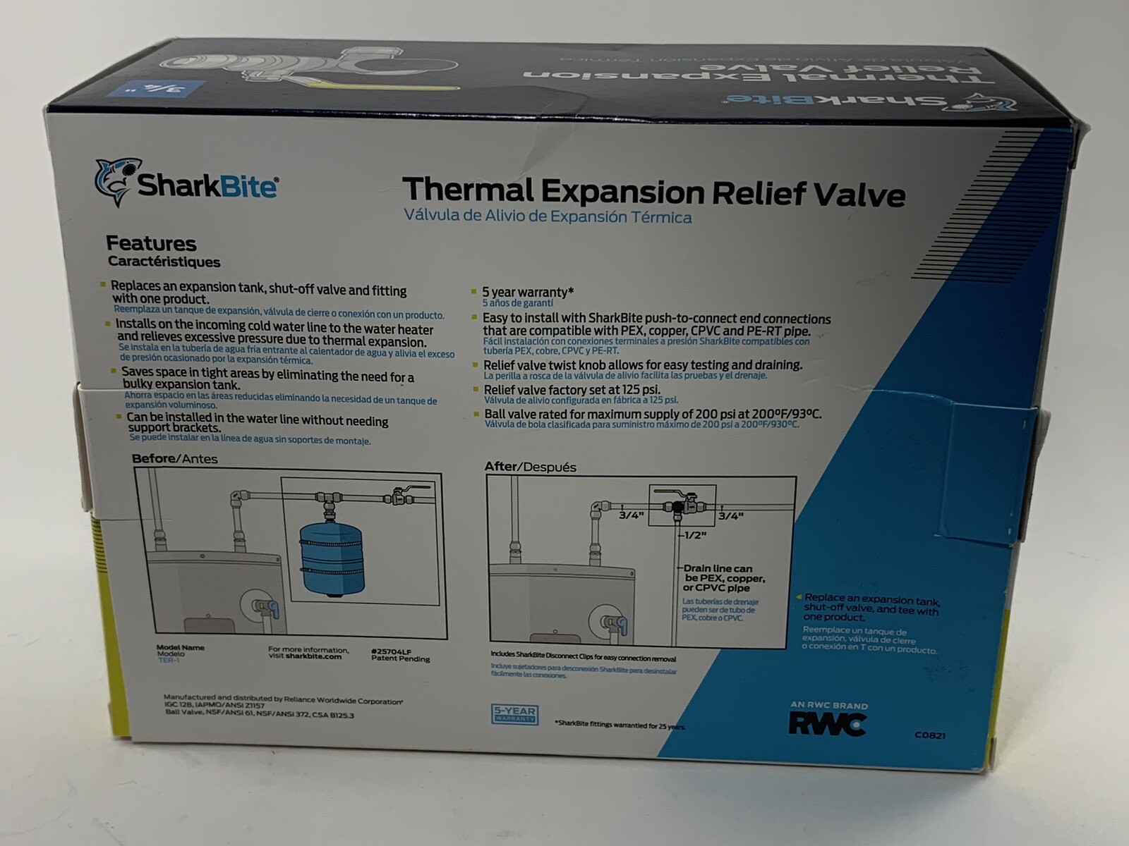 SharkBite Expansion Tank Replacement Relief valve 3/4" CO821 eBay