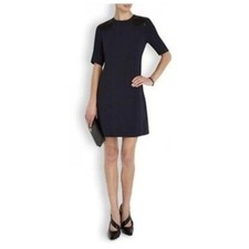 Marc By Marc Jacobs size 2 Half Sleeve Black Shift Dress Quilted Leather Patches