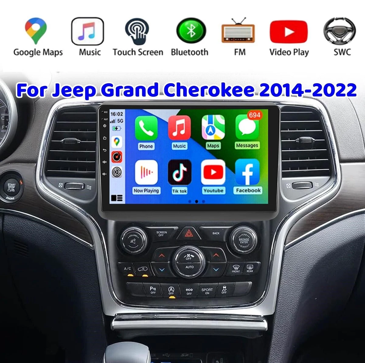 Carplay For Jeep Grand Cherokee 2014-2022 Car Stereo Radio