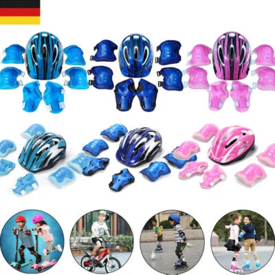 MARKENLOS 7tlg Set Kinder Helm Knie Protektoren Schutz Skateboard Fahrrad Schutzausrüstung