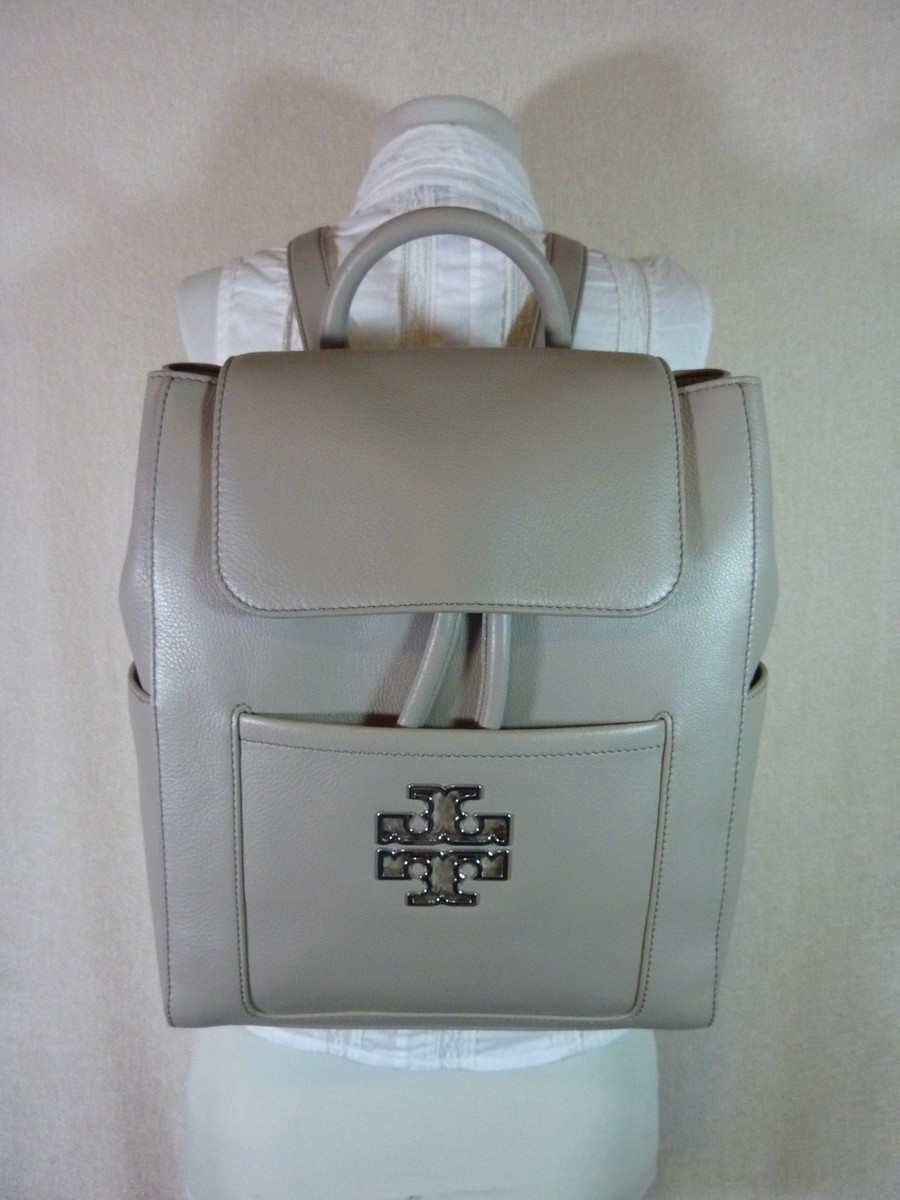 NEW Tory Burch Britten French Gray Leather Backpack - AUTHENTIC | eBay