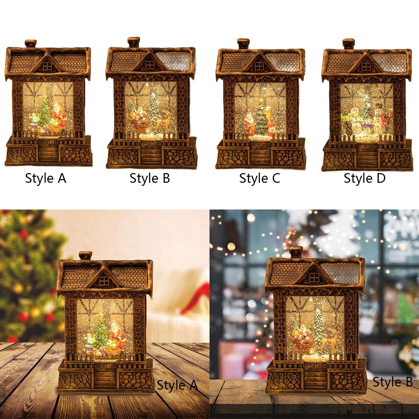 Christmas House Statue Lighted Snow Globe Christmas Decoration 5.9x3x8