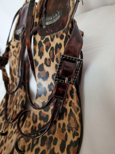 ✨️STUART WEITZMAN✨️ Brown Animal Print 2 Inch Heel Sandal Slide Wm's Sz. 9.5 🐆 - Picture 3 of 17