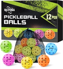 12 Pack Premium 40-Holes Colorful Outdoor Pickleball Balls, Meet USAPA Official