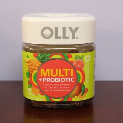NEW Olly Daily Multi Vitamin + Probiotic 1 Billion CFU 70 Tropical Gummies 8/25+