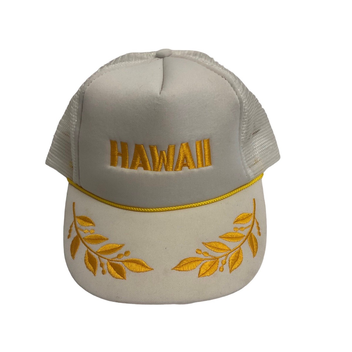 Vintage Hawaii Mesh Trucker Hat Cap White Foam Rope Snapback 