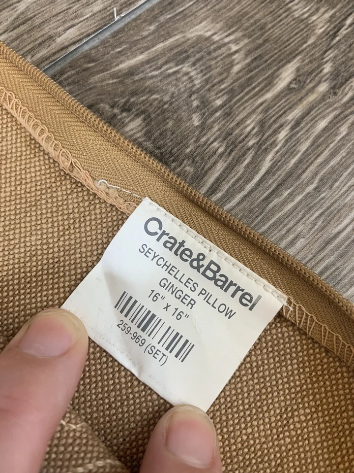 Pair Of Crate & Barrel Embroidered Seychelles Ginger Throw Pillow Covers 16” - Image 2 of 4