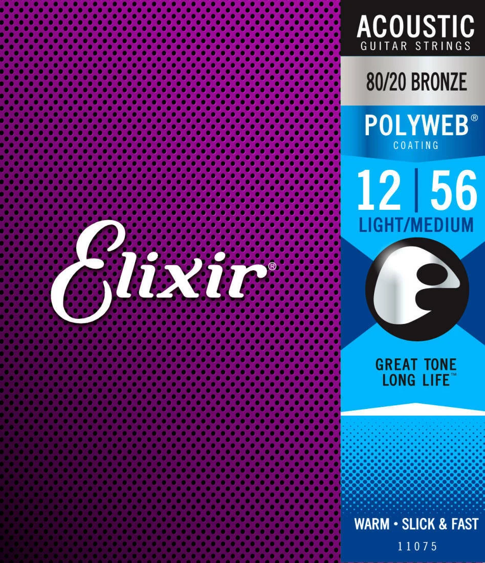 ELIXIR 11075 POLYWEB 80 20 BRONZE ACOUSTIC GUITAR 6 String LIGHT