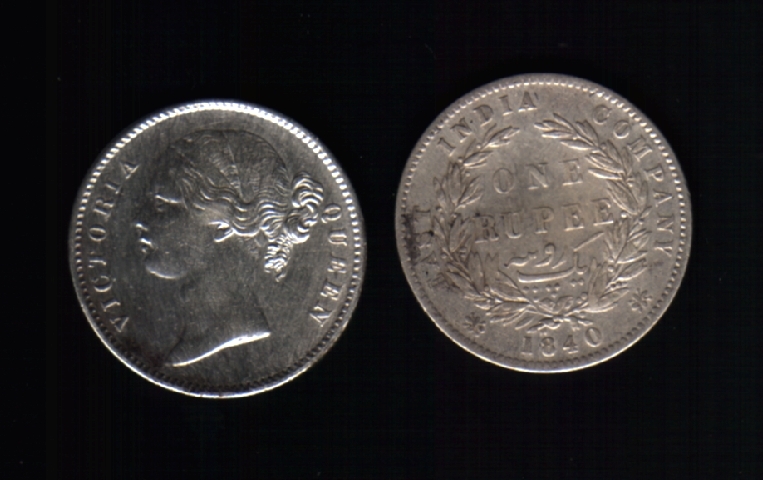 EAST INDIA Company 1 RUPEE 1840 QUEEN VICTORIA SILVER