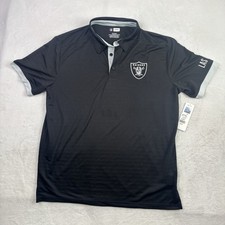 NFL Team Apparel Las Vegas Raiders Black Short Sleeve Collared Polo Shirt NWT XL