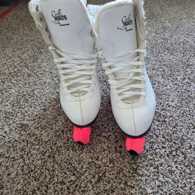 Jackson SoftSkate Womens Figure Skates Size 10 White Has Blade Covers
