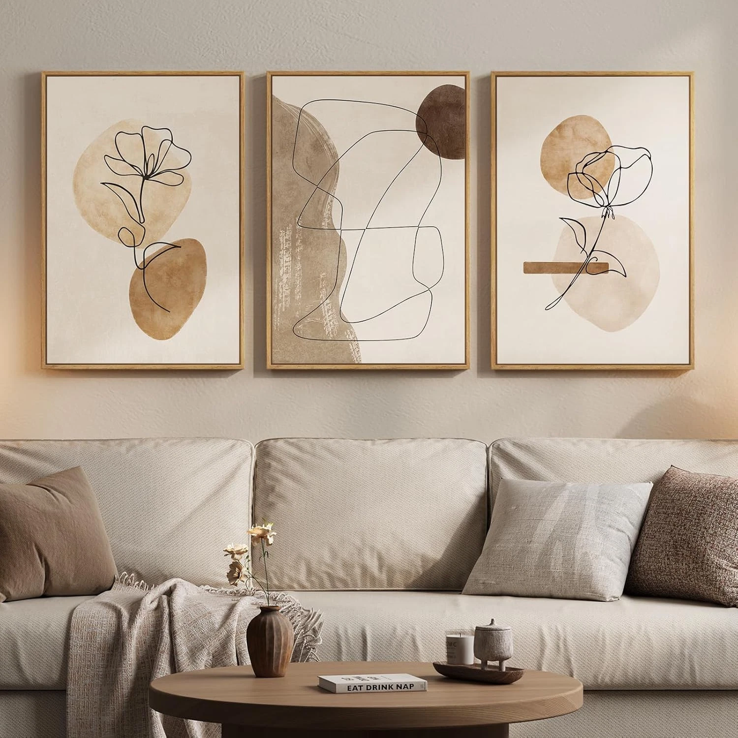 Boho Abstract Wall Art Set - 3 Piece Minimalist Floral Canvas Decor 16x24 In
Opens in a new window o