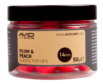 Avid Carp Plum & Peach Pop Ups 14mm 50g
