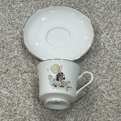 Vintage 1973 Holly Hobbie Cup And Saucer  Girl With Cat 