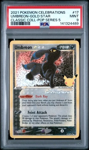 2021 POKEMON CELEBRATIONS CLASSIC COLL #17 UMBREON-GOLD STAR PSA 9
