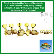 6 In-line Guitar Locking Tuners 6 Right Hand 1:18 Gear Ratio Lock String Tu...