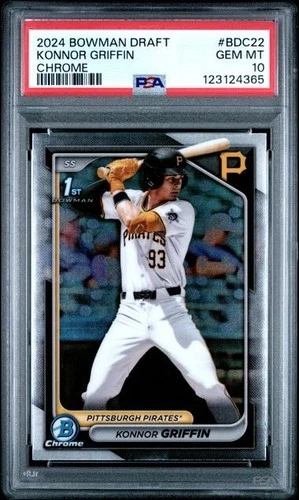 KONNOR GRIFFIN - 2024 BOWMAN CHROME DRAFT #BDC22 1ST RC PROSPECT PSA 10 GEM MINT