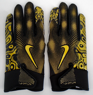 Nike Vapor Jet 8.0 Football Gloves Youth Large Black/Metallic Gold