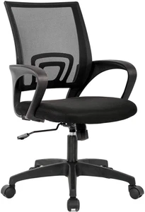 Silla de Oficina Ergonomica de Malla con Soporte Lombar y Ruedas Couleur Negro