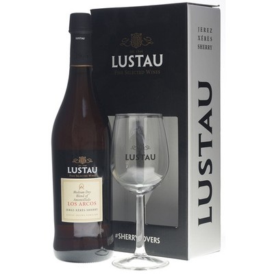 Lustau Los Arcos Medium Dry Sherry Amontillado Set mit Glas 0,75 Liter 18,5 % Vo