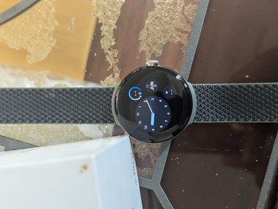 Google Pixel Watch 41mm Polished Silver Stainless Steel Case with Charcoal...