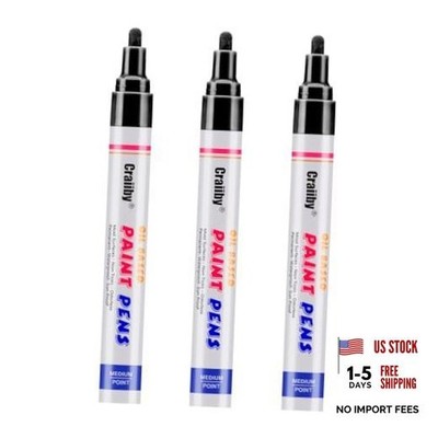 Paint Markers, 3 Pack Oil-Based Waterproof Quick Dry Permanent Paint Pen Black