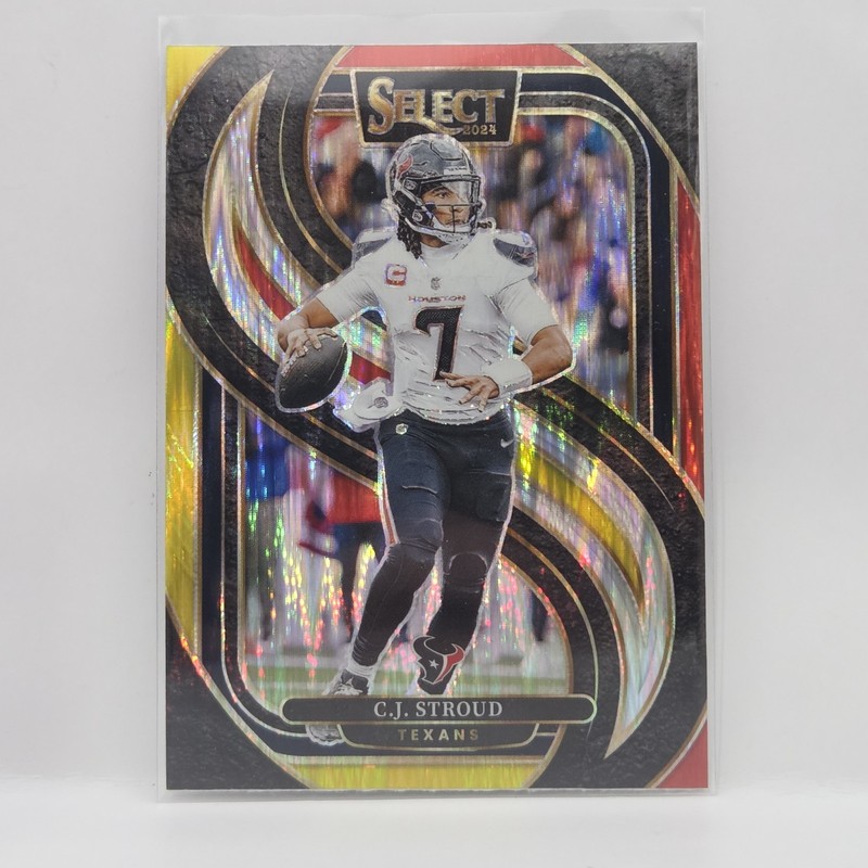 2024 Panini Select #128 C.J. Stroud Red & Yellow Prizm Shock Houston Texans 