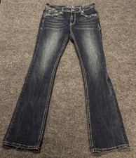 Grace In LA Aztec Bling Embroidery Embellished Rodeo Western Denim Jeans 30